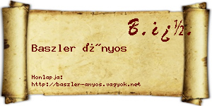 Baszler Ányos névjegykártya